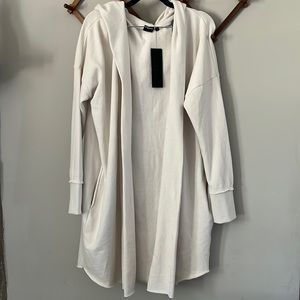 Mono B Open Front Longline Hooded Sweatshirt Robe Cardigan L